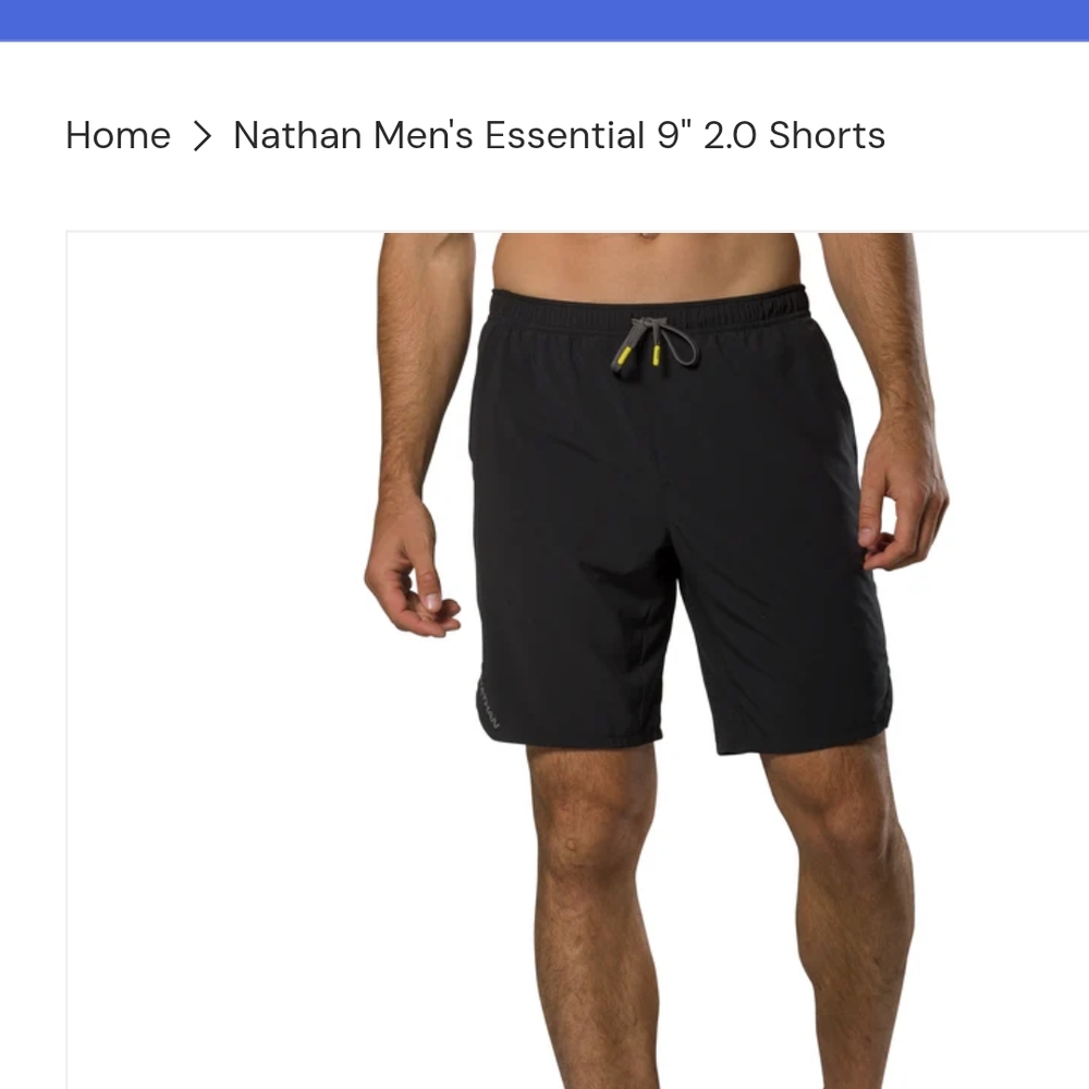 Nathan Men's 9" Black Performance Athletic Shorts